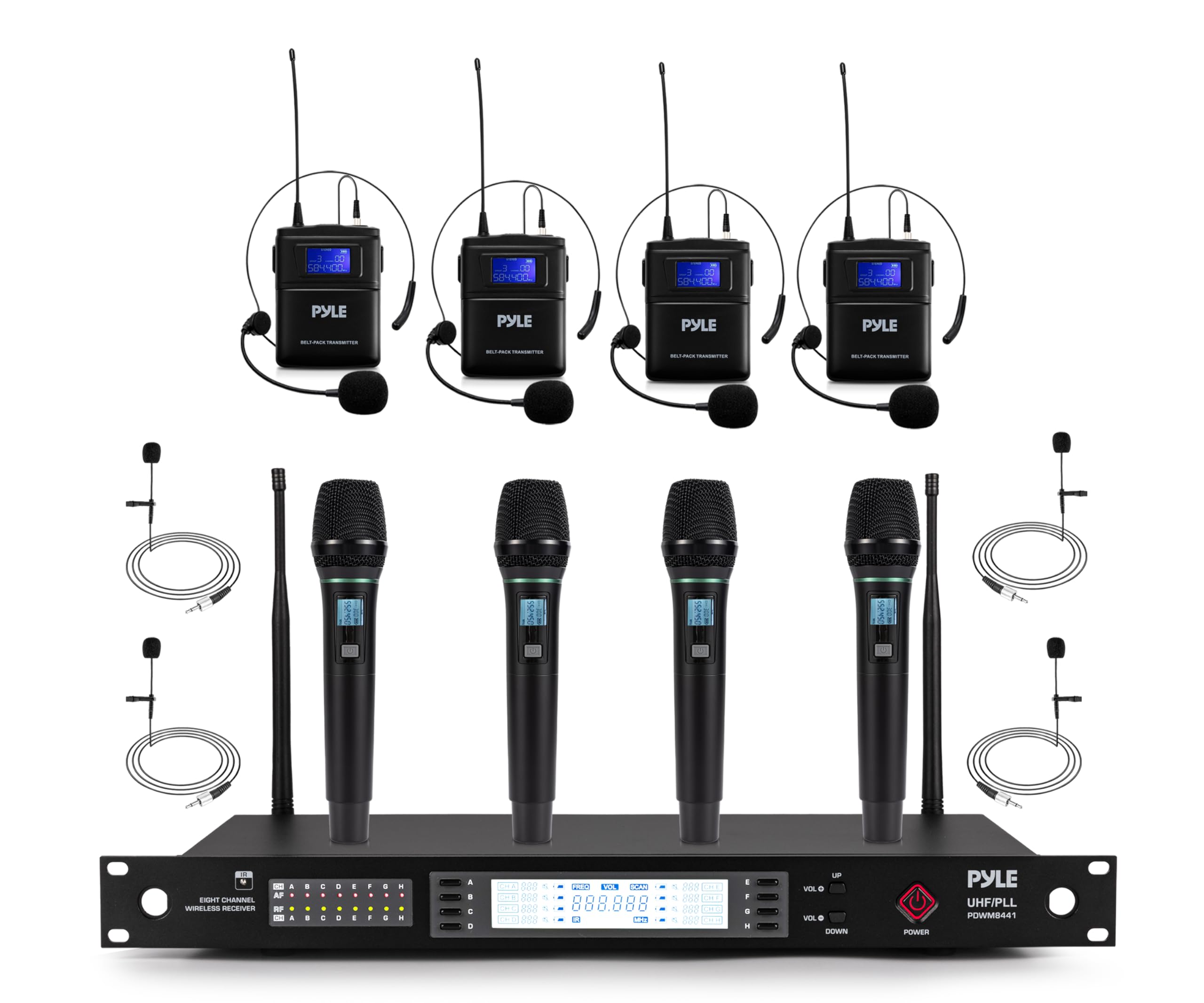 Amazon.com: Pyle 8 Channel UHF Wireless Microphone System with 4